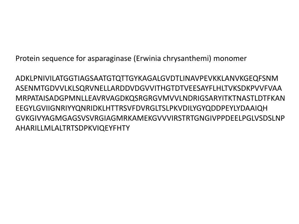 protein sequence for asparaginase erwinia