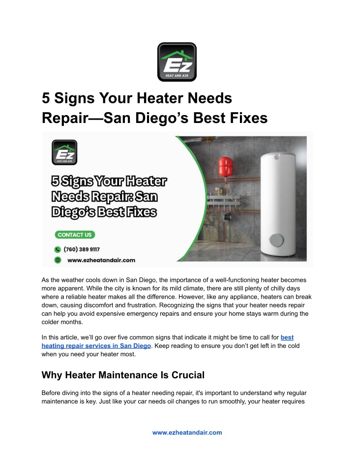 5 signs your heater needs repair san diego s best