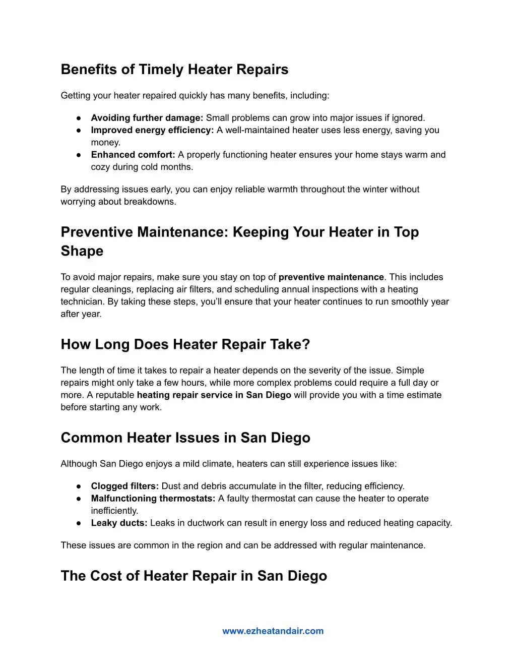 benefits of timely heater repairs