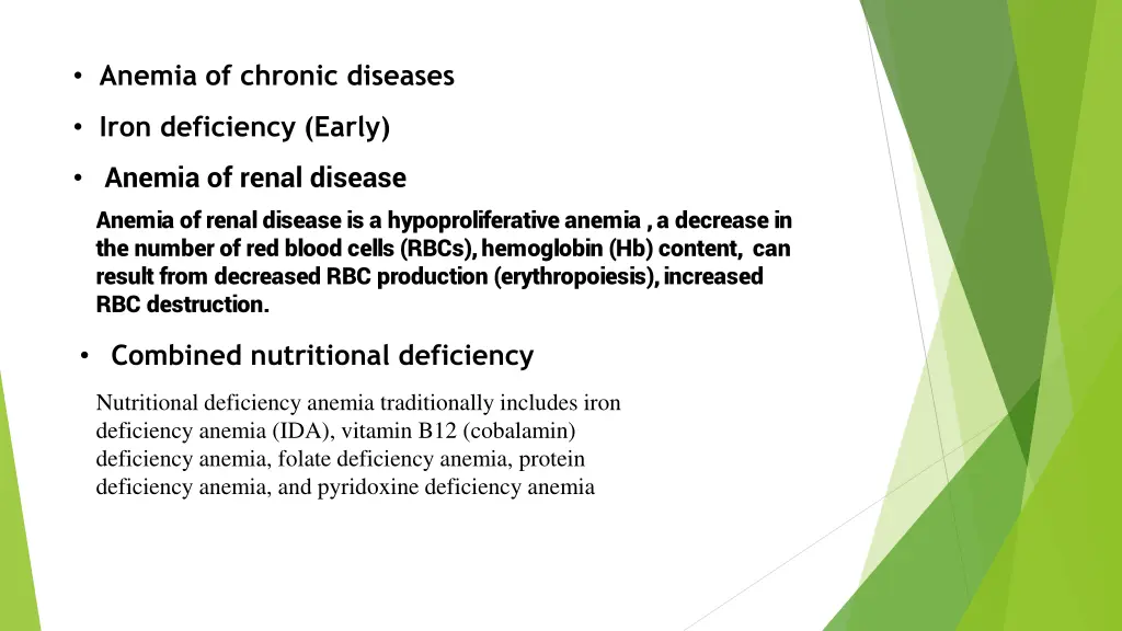 anemia of chronic diseases