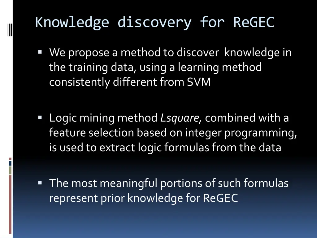 knowledge discovery for regec