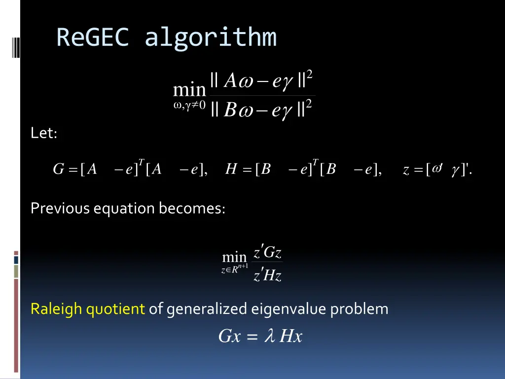 regec algorithm