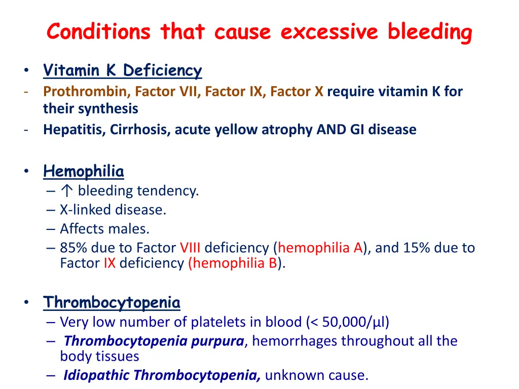 conditions that cause excessive bleeding