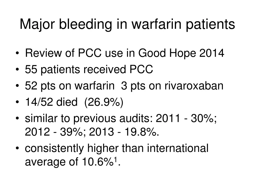 major bleeding in warfarin patients