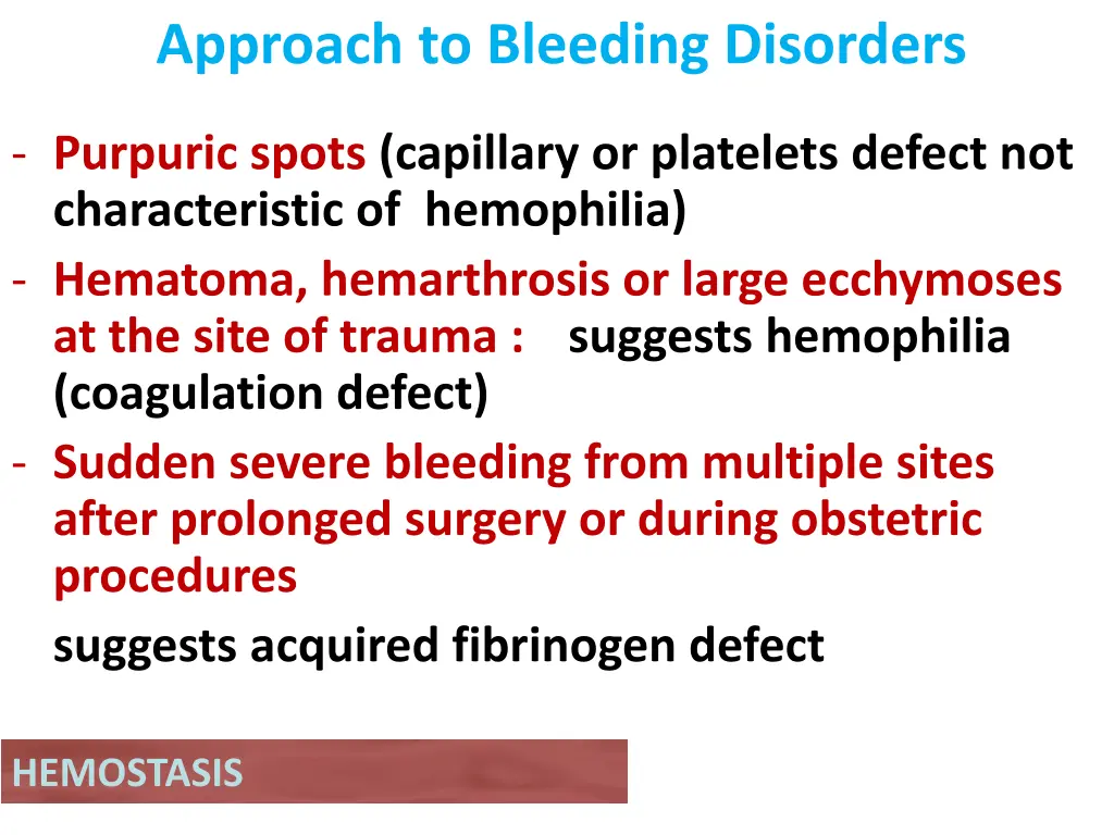 approach to bleeding disorders