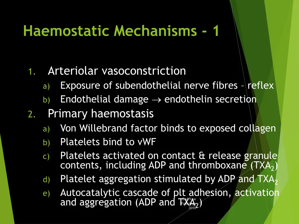 haemostatic mechanisms 1