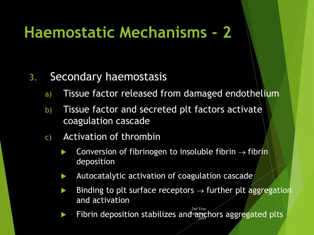 haemostatic mechanisms 2