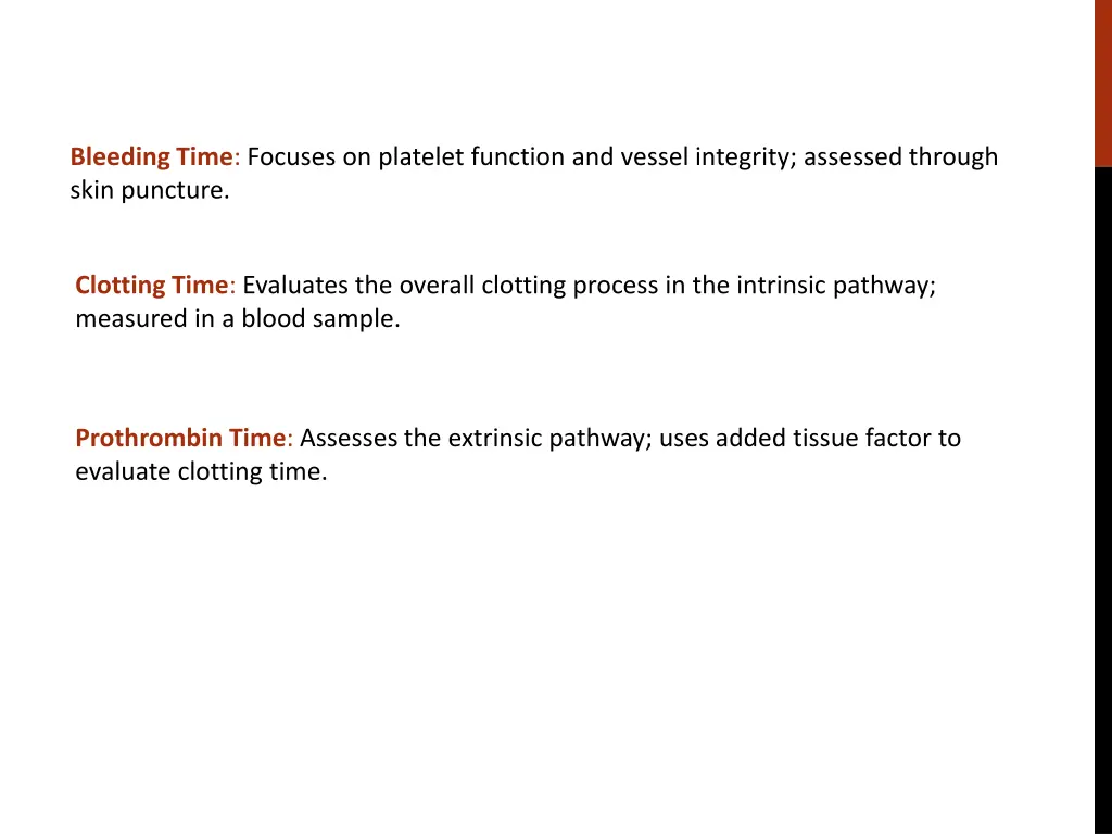 bleeding time focuses on platelet function