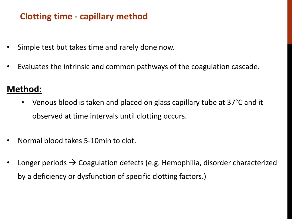 clotting time capillary method