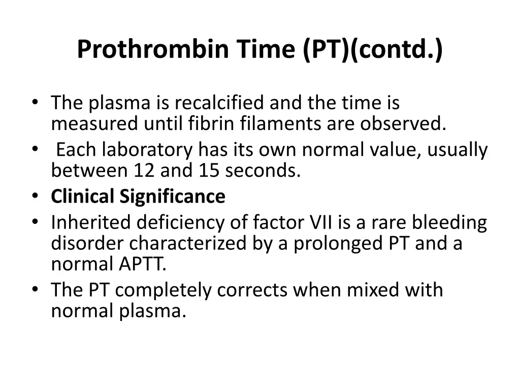 prothrombin time pt contd 1