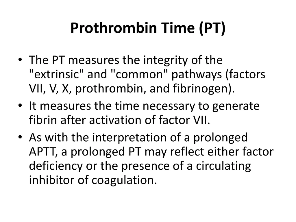 prothrombin time pt