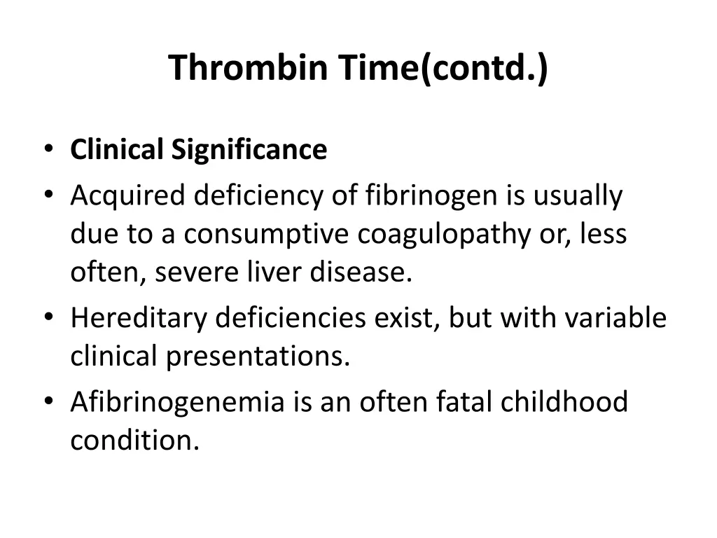 thrombin time contd 2