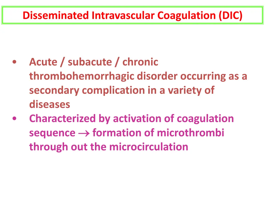 disseminated intravascular coagulation dic
