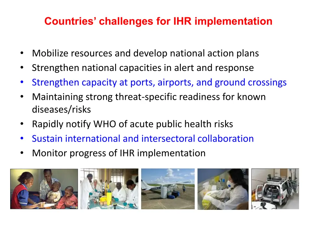 countries challenges for ihr implementation