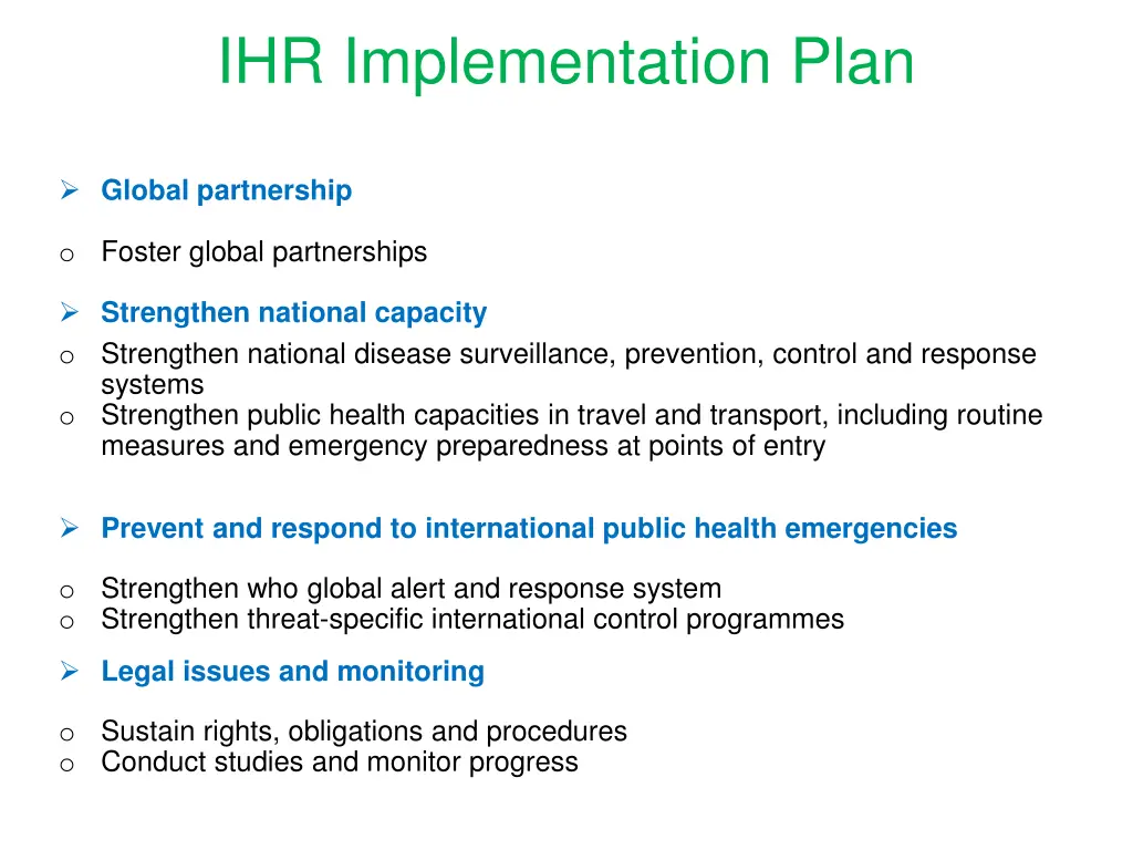 ihr implementation plan