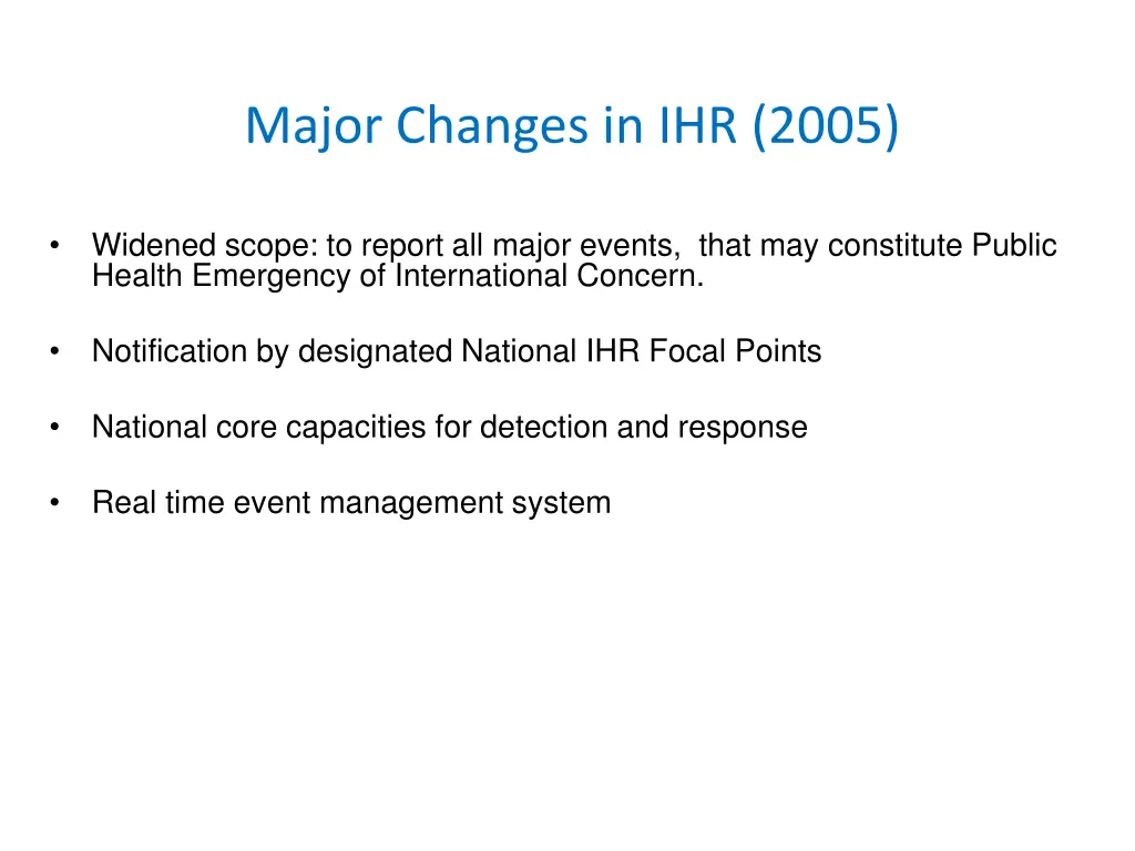major changes in ihr 2005