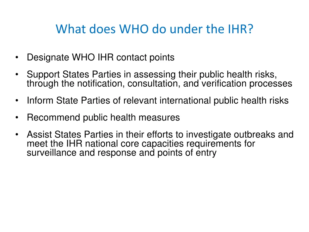 what does who do under the ihr