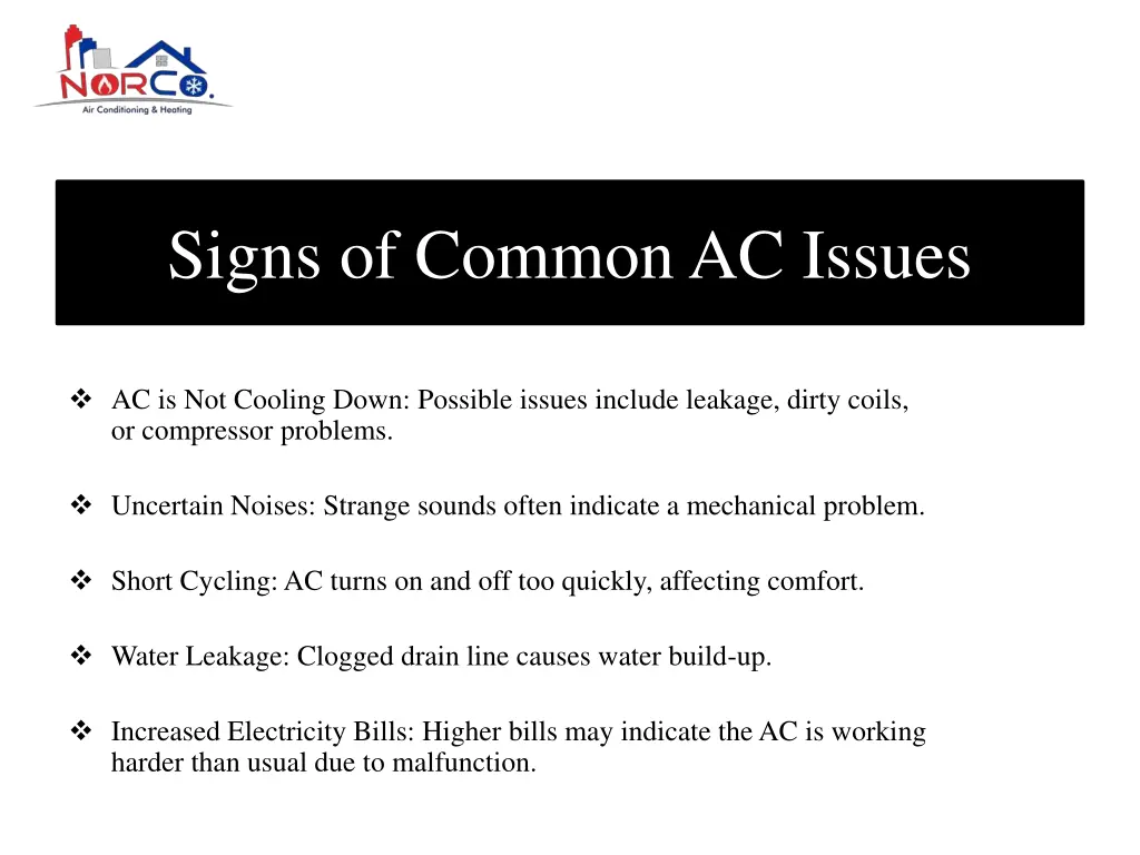 signs of common ac issues