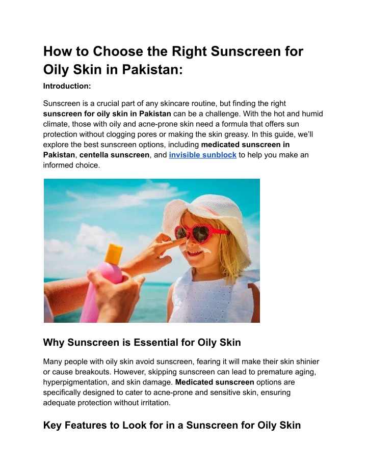 how to choose the right sunscreen for oily skin