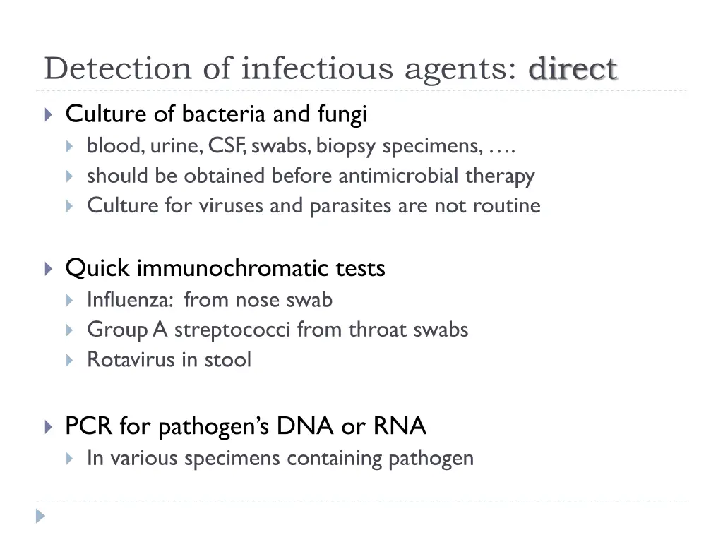 detection of infectious agents direct
