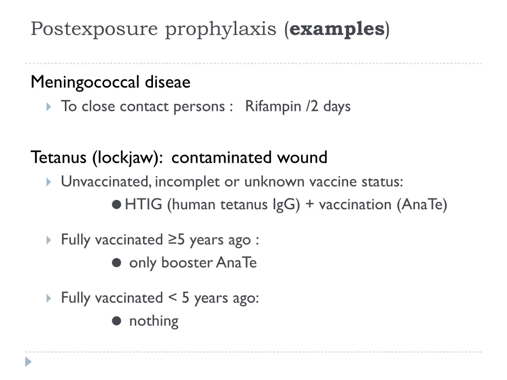postexposure prophylaxis examples