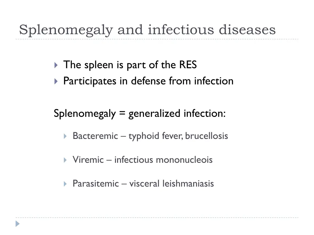 splenomegaly and infectious diseases