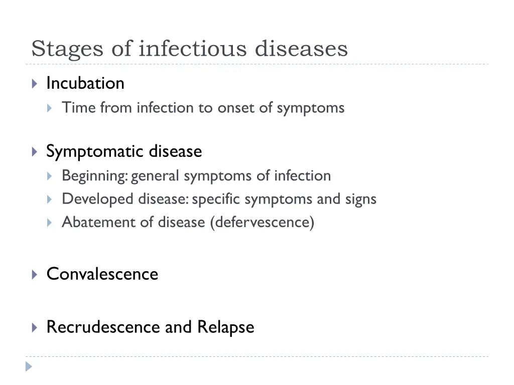stages of infectious diseases
