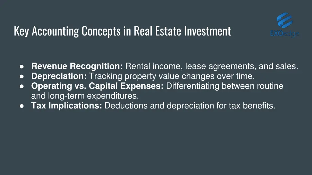 key accounting concepts in real estate investment