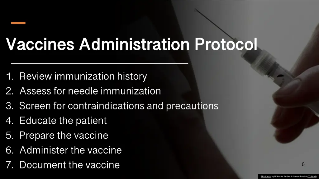 vaccines administration protocol