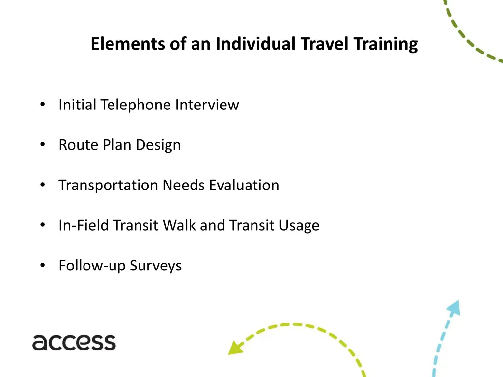 elements of an individual travel training
