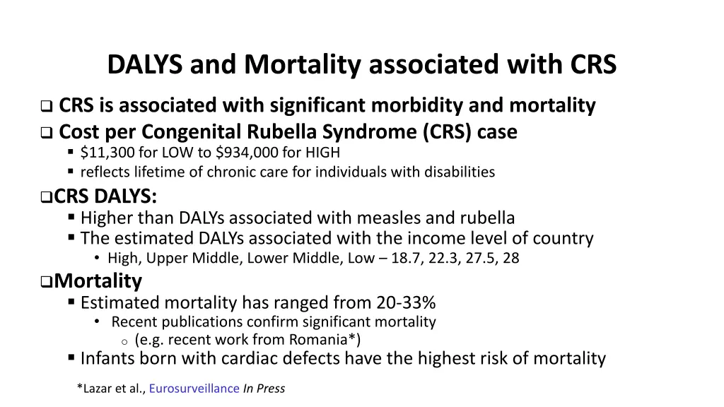dalys and mortality associated with crs