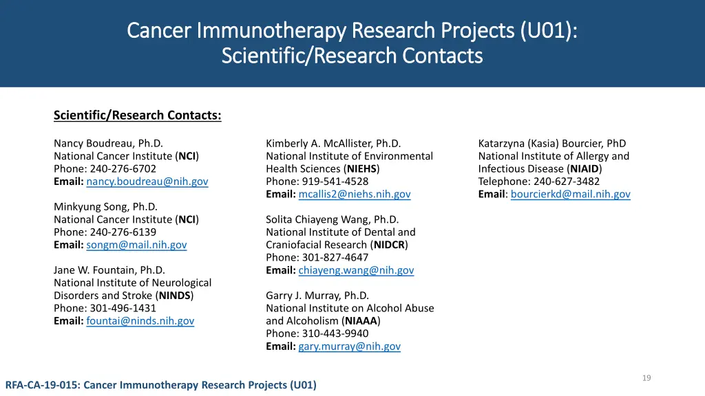 cancer immunotherapy research projects u01 cancer 2