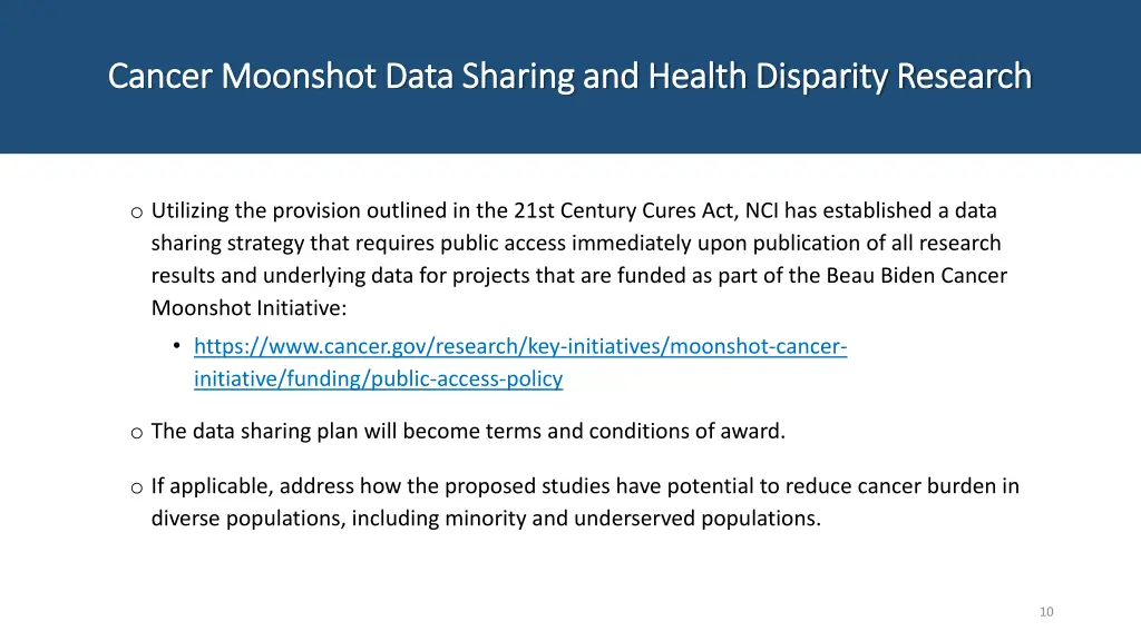 cancer moonshot data sharing and health disparity