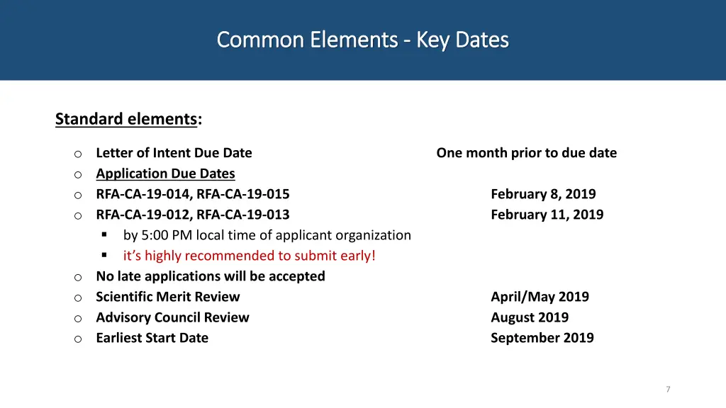 common elements common elements key dates