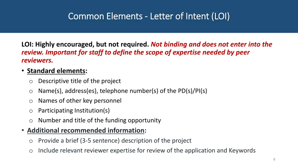 common elements common elements letter of intent
