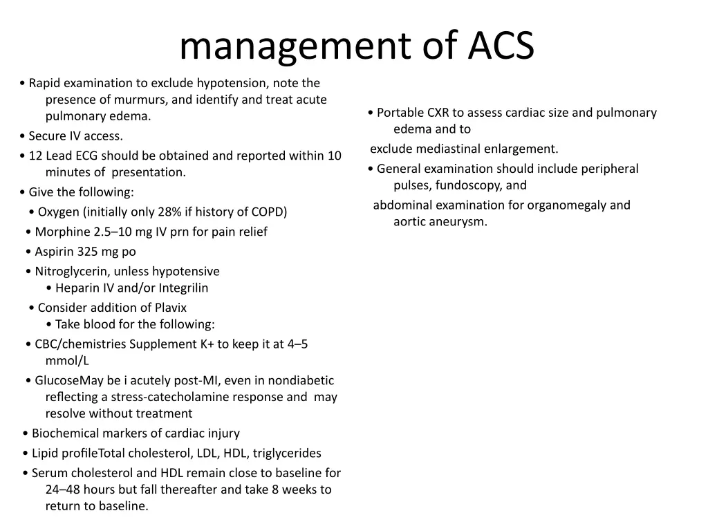 management of acs