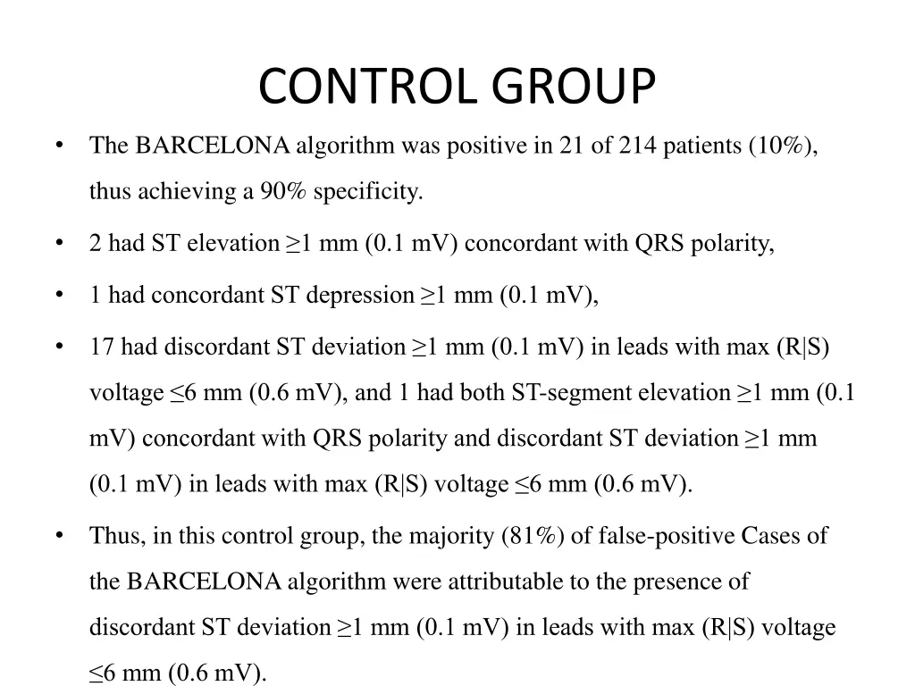control group the barcelona algorithm