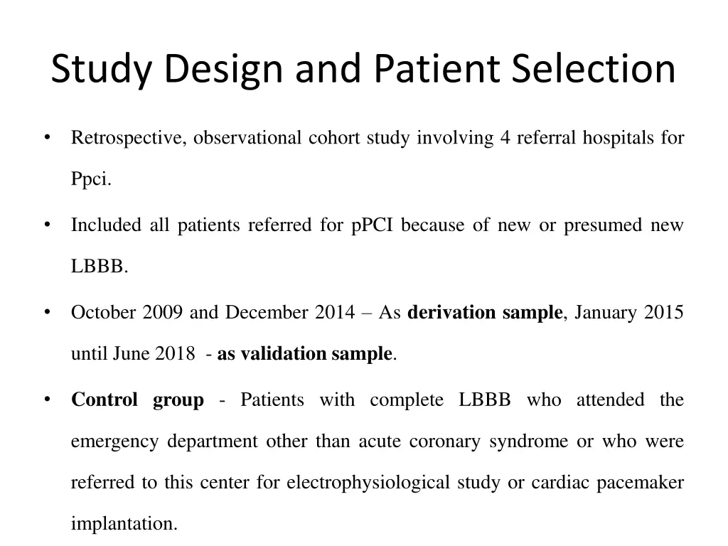 study design and patient selection