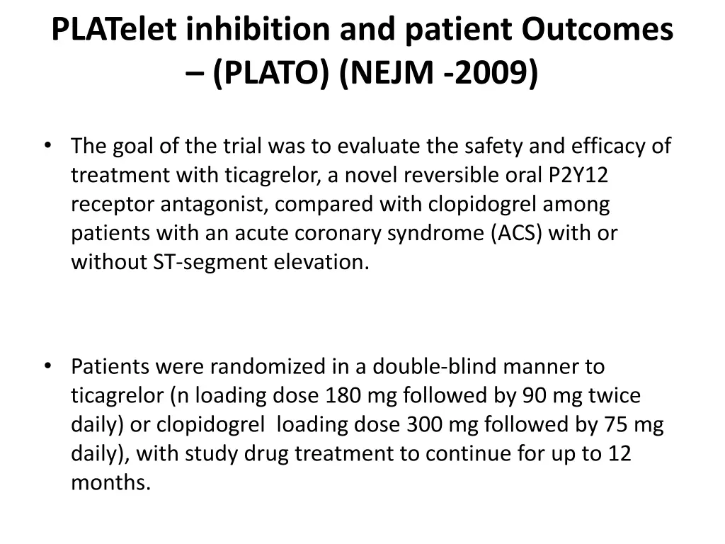 platelet inhibition and patient outcomes plato