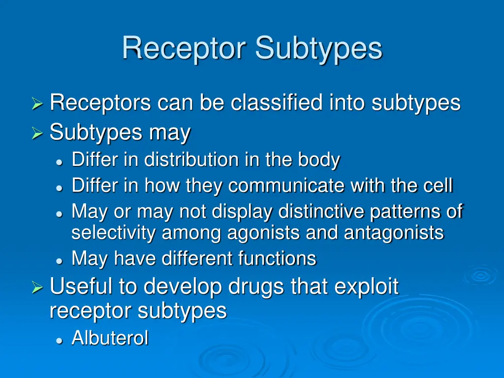 receptor subtypes