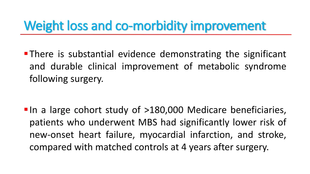 weight weight loss and co loss and co morbidity