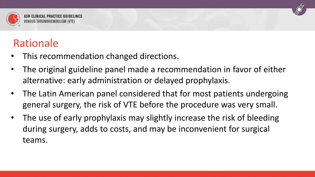 rationale this recommendation changed directions