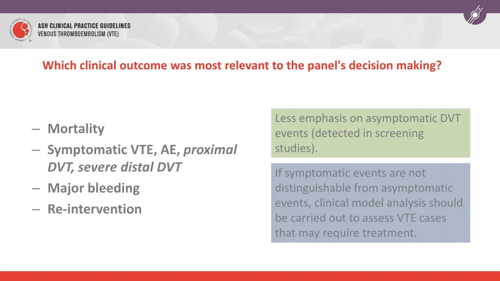 which clinical outcome was most relevant