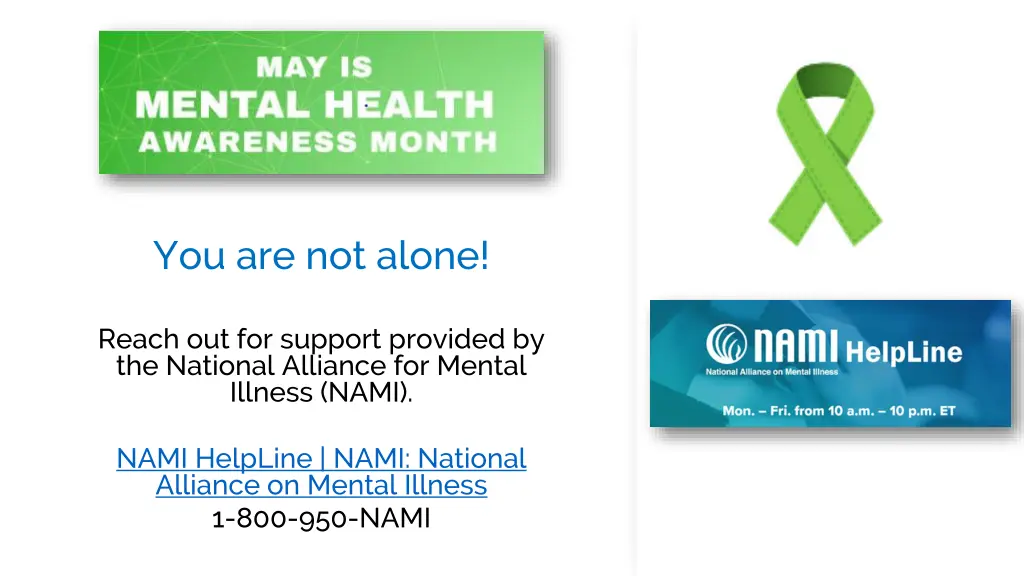 you are not alone reach out for support provided
