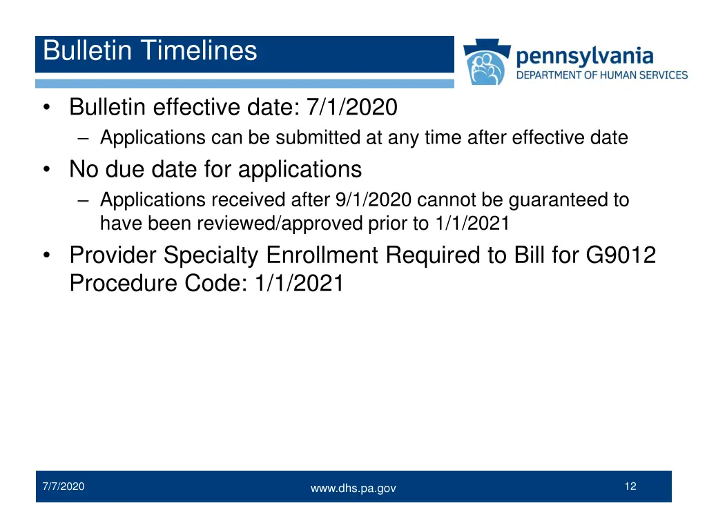 bulletin timelines