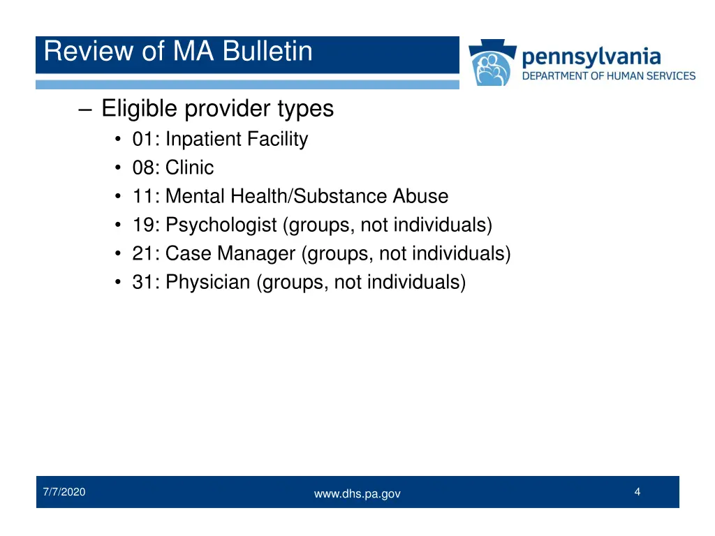 review of ma bulletin 1