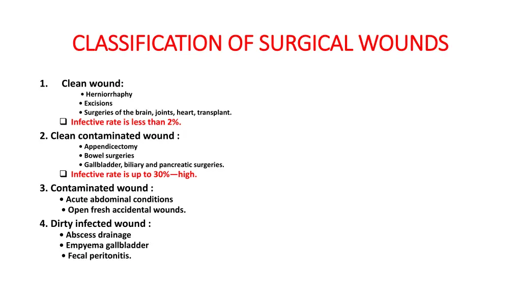 classification of surgical wounds classification