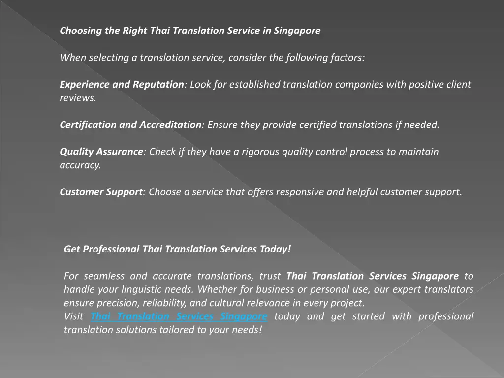 choosing the right thai translation service