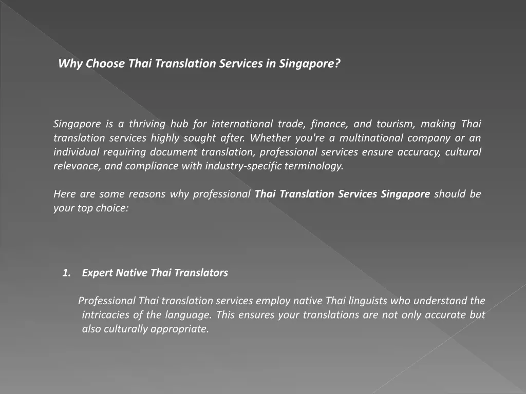 why choose thai translation services in singapore