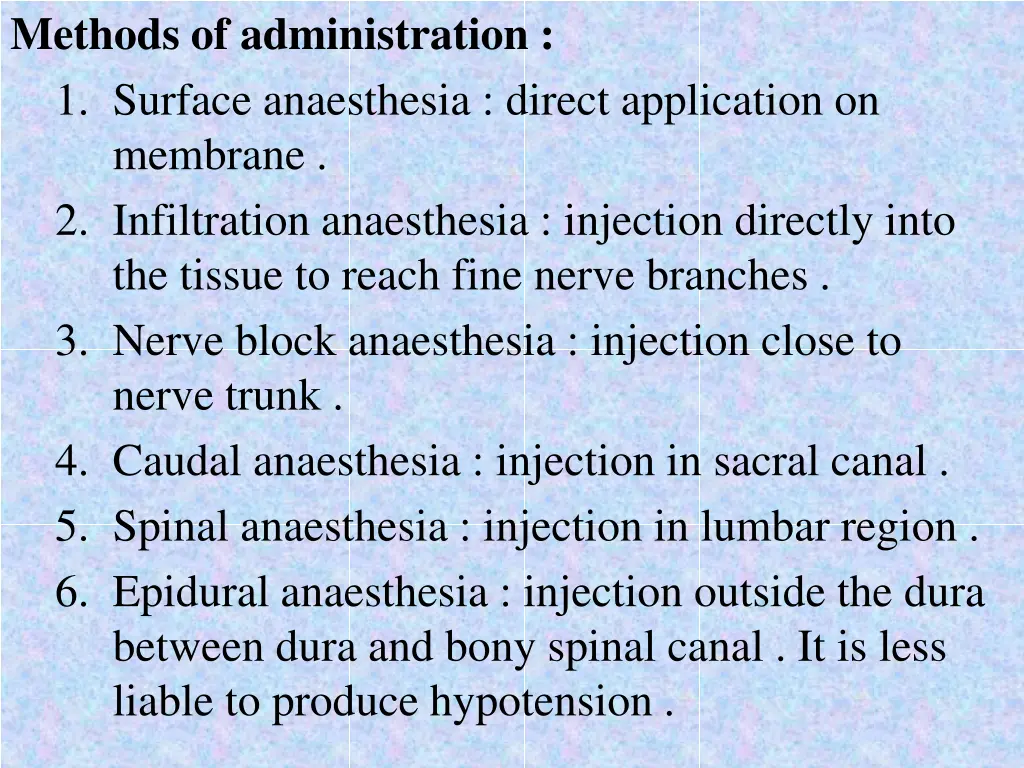 methods of administration 1 surface anaesthesia